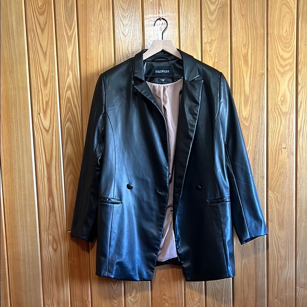 Black Faux Leather Blazer (NWOT) by WILDFANG